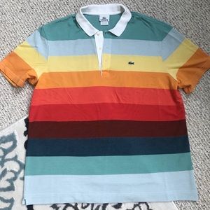Lacoste Mens Polo Colorful Rainbow Euc 